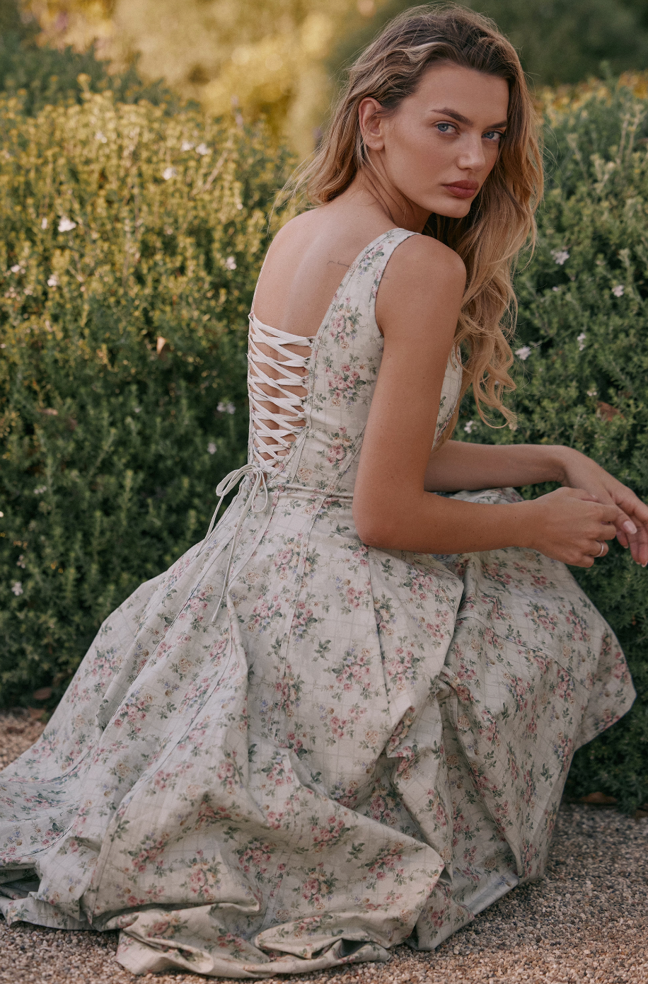 Andrea | Sage Floral Midi Dress