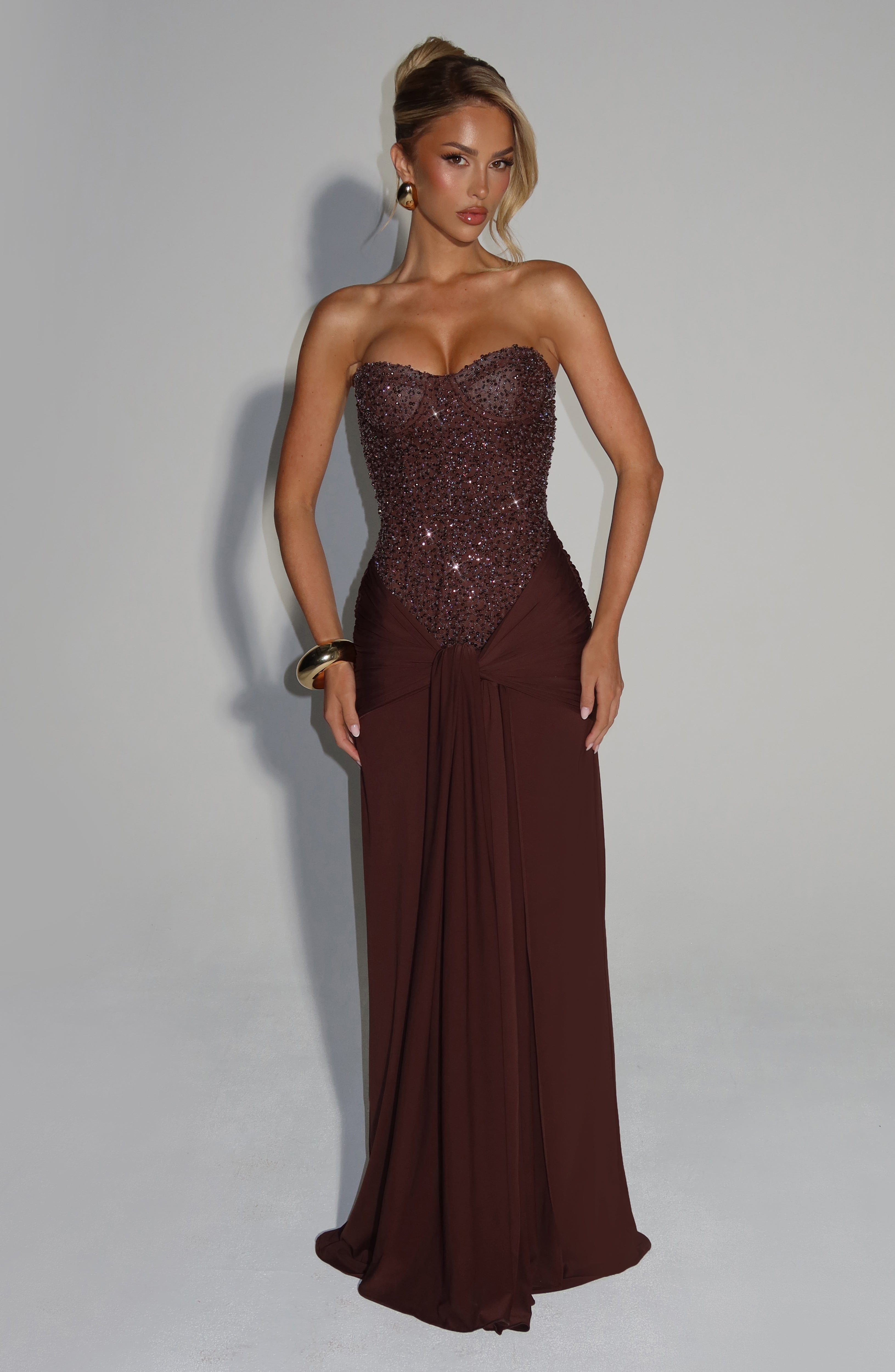 Elina | Elegant Plum Brown Maxi