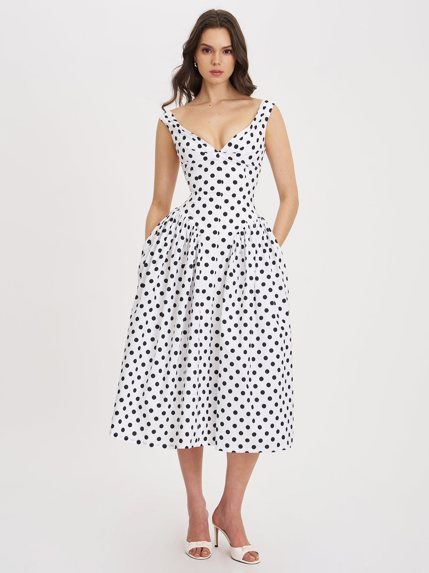 Lina | Playful Polka Cotton Midi
