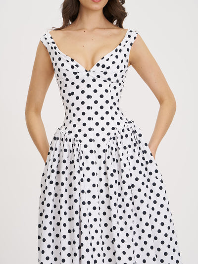 Lina | Playful Polka Cotton Midi