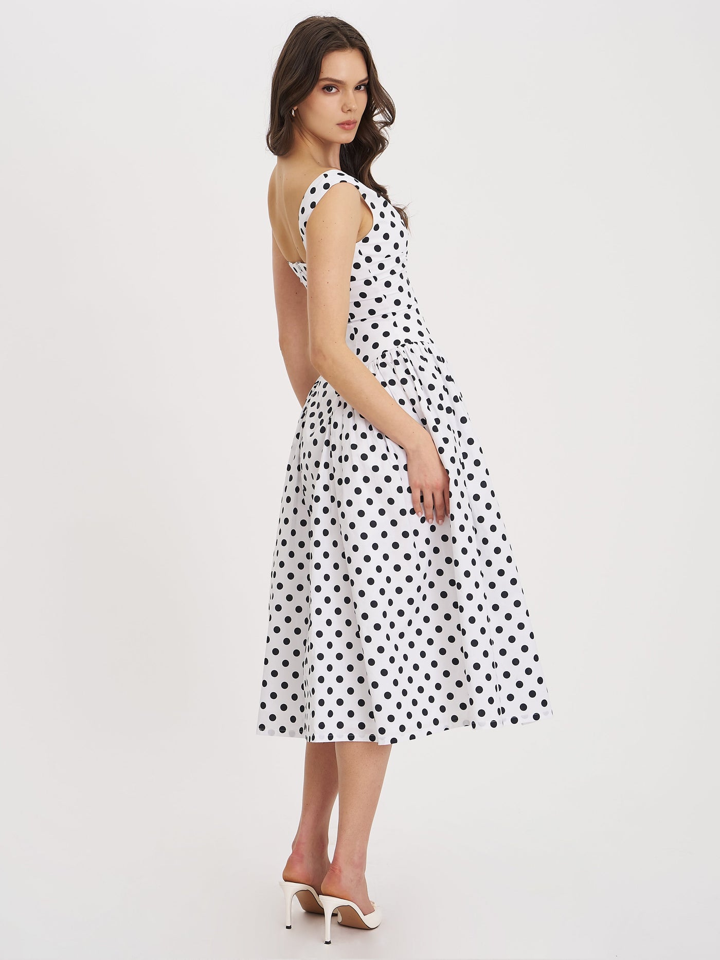 Lina | Playful Polka Cotton Midi