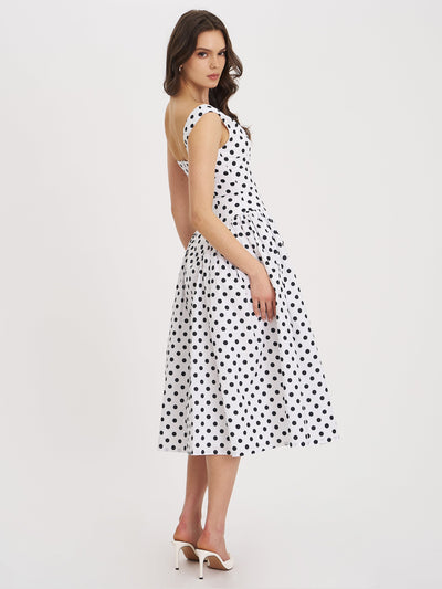 Lina | Playful Polka Cotton Midi