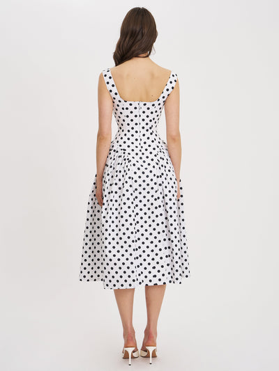 Lina | Playful Polka Cotton Midi