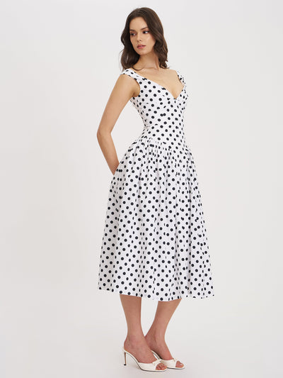 Lina | Playful Polka Cotton Midi