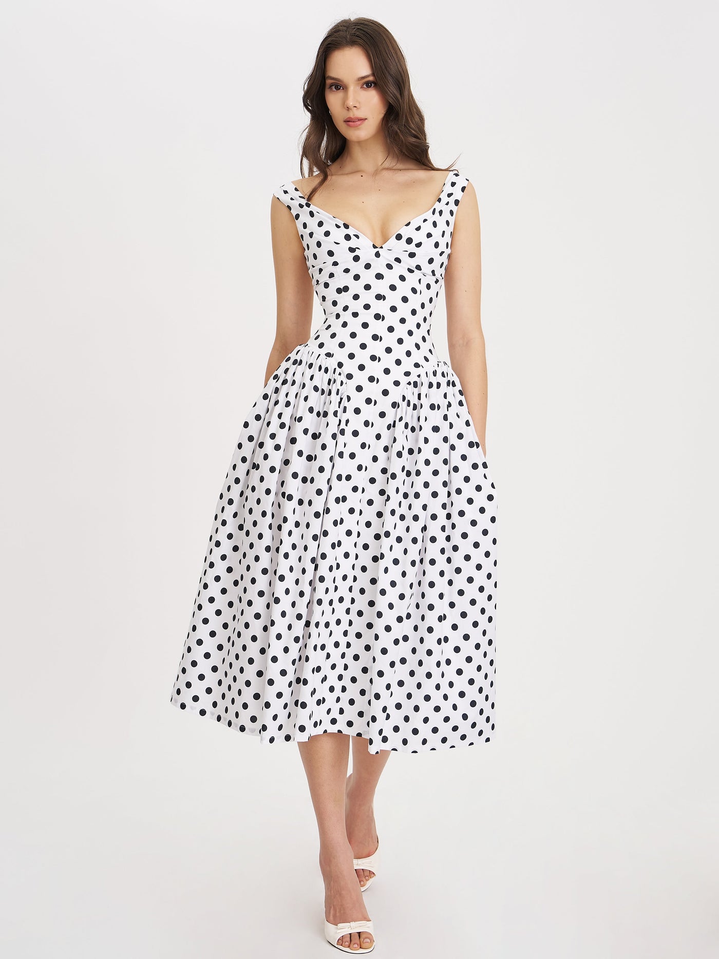 Lina | Playful Polka Cotton Midi