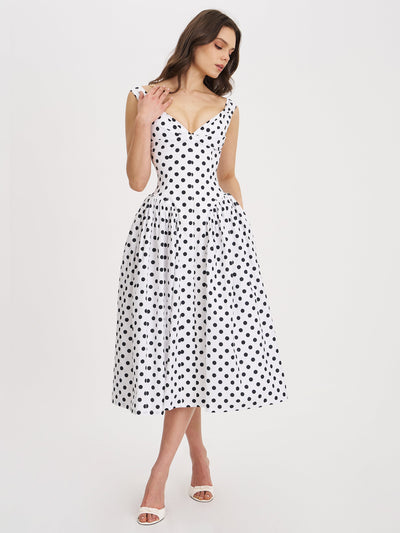 Lina | Playful Polka Cotton Midi