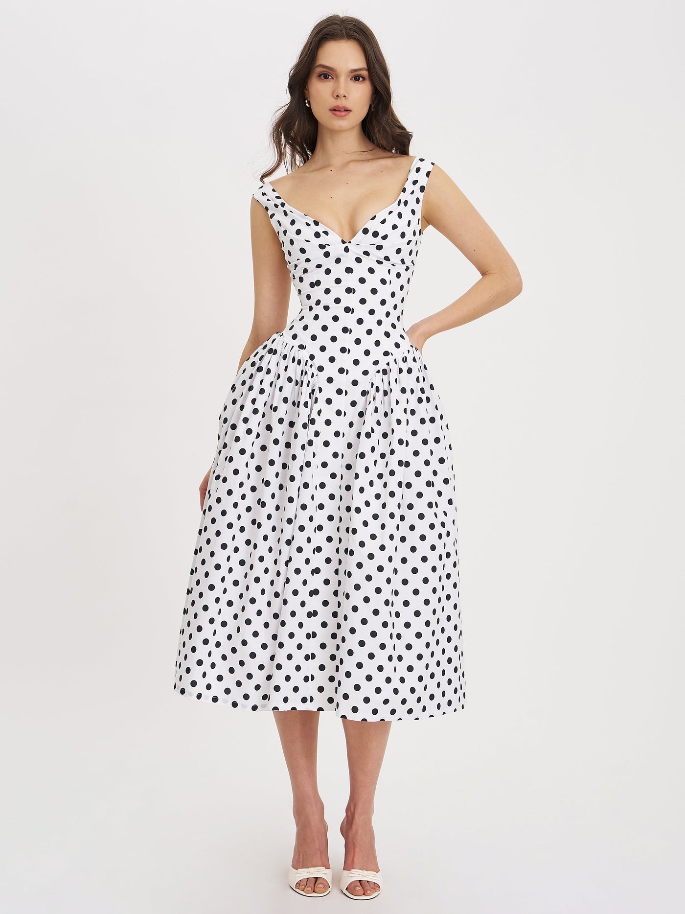 Lina | Playful Polka Cotton Midi