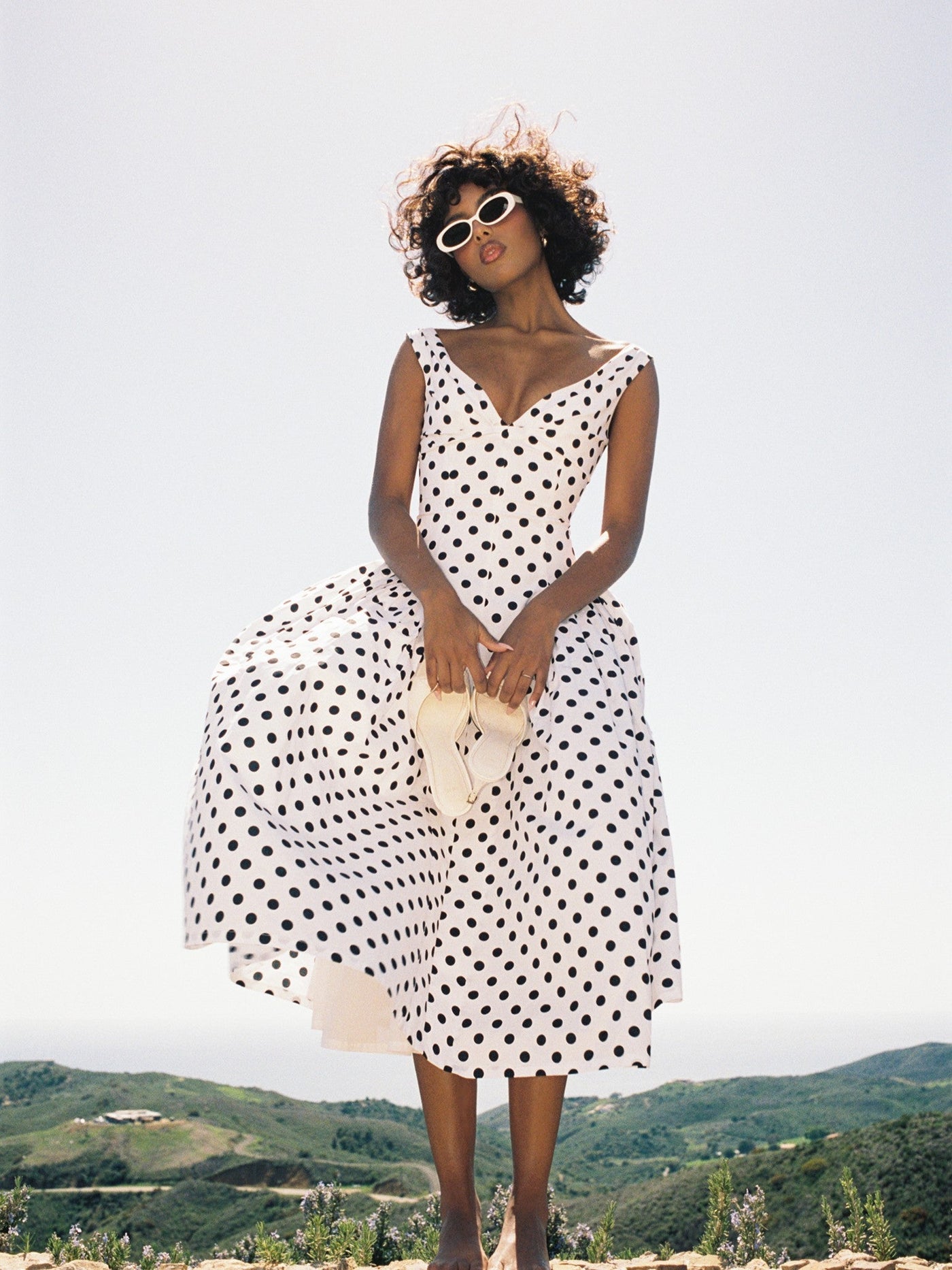Lina | Playful Polka Cotton Midi