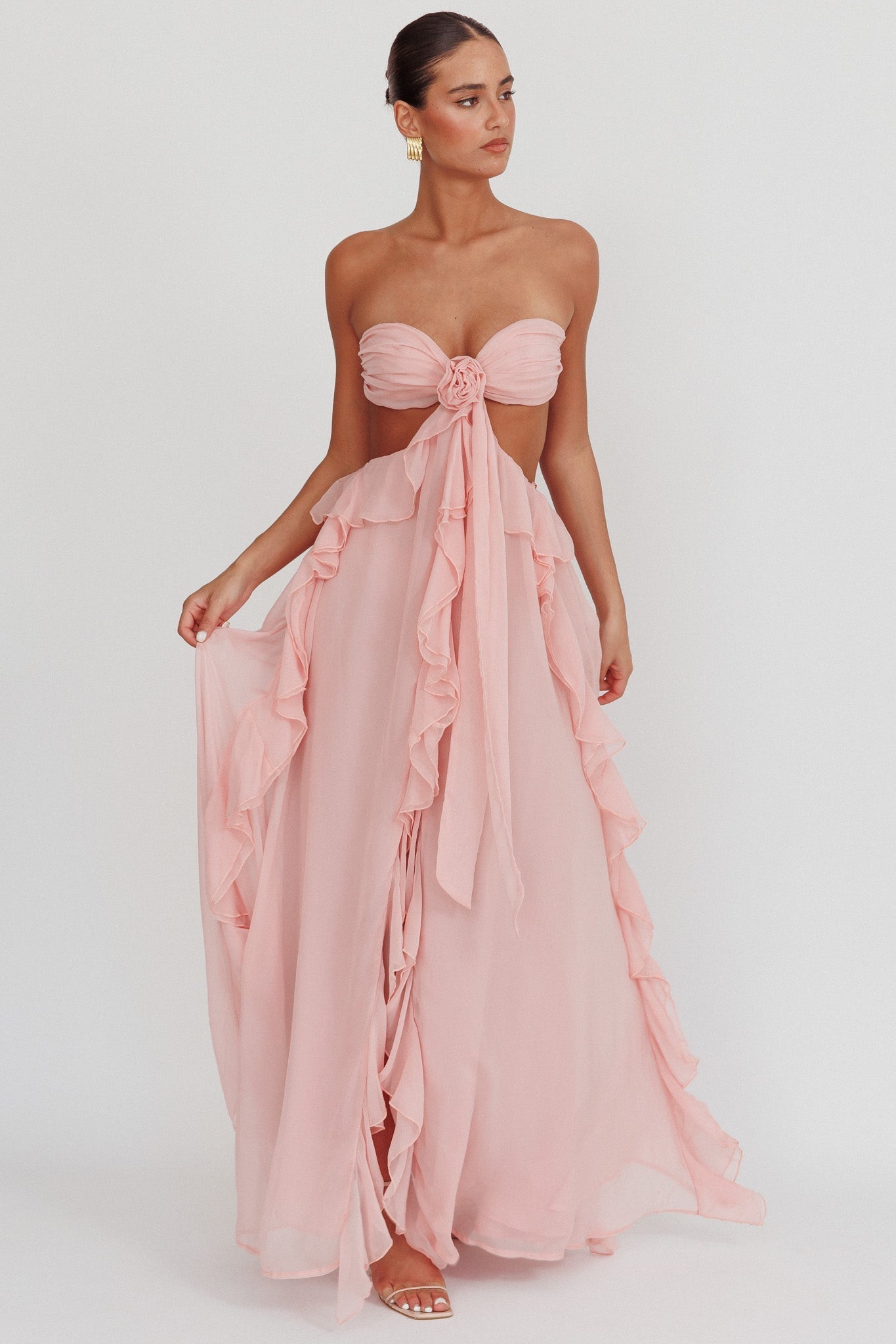 Chiffon | Cut-Out Ruffle Maxi Dress