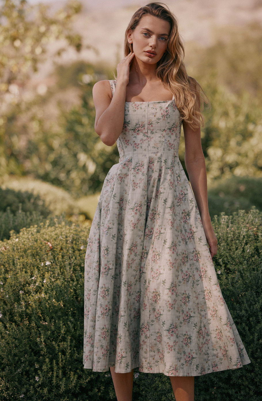 Andrea | Sage Floral Midi Dress