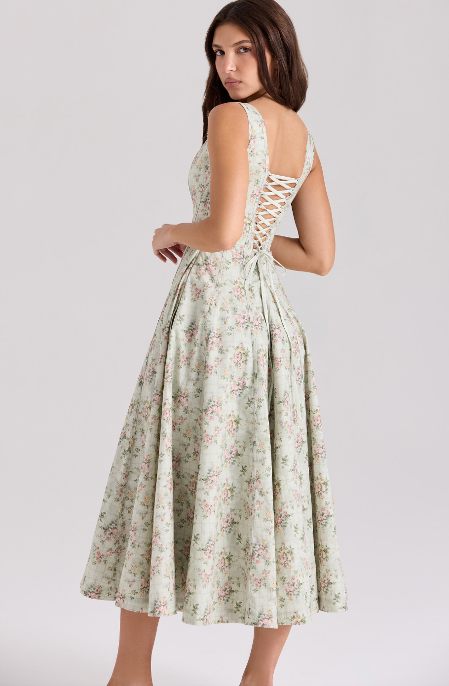 Andrea | Sage Floral Midi Dress