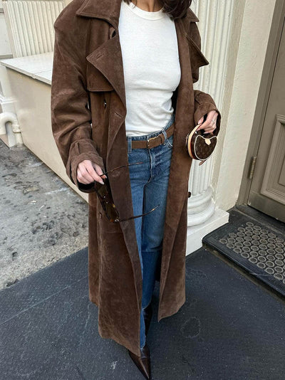 Anna - Suede Leather Trench Coat