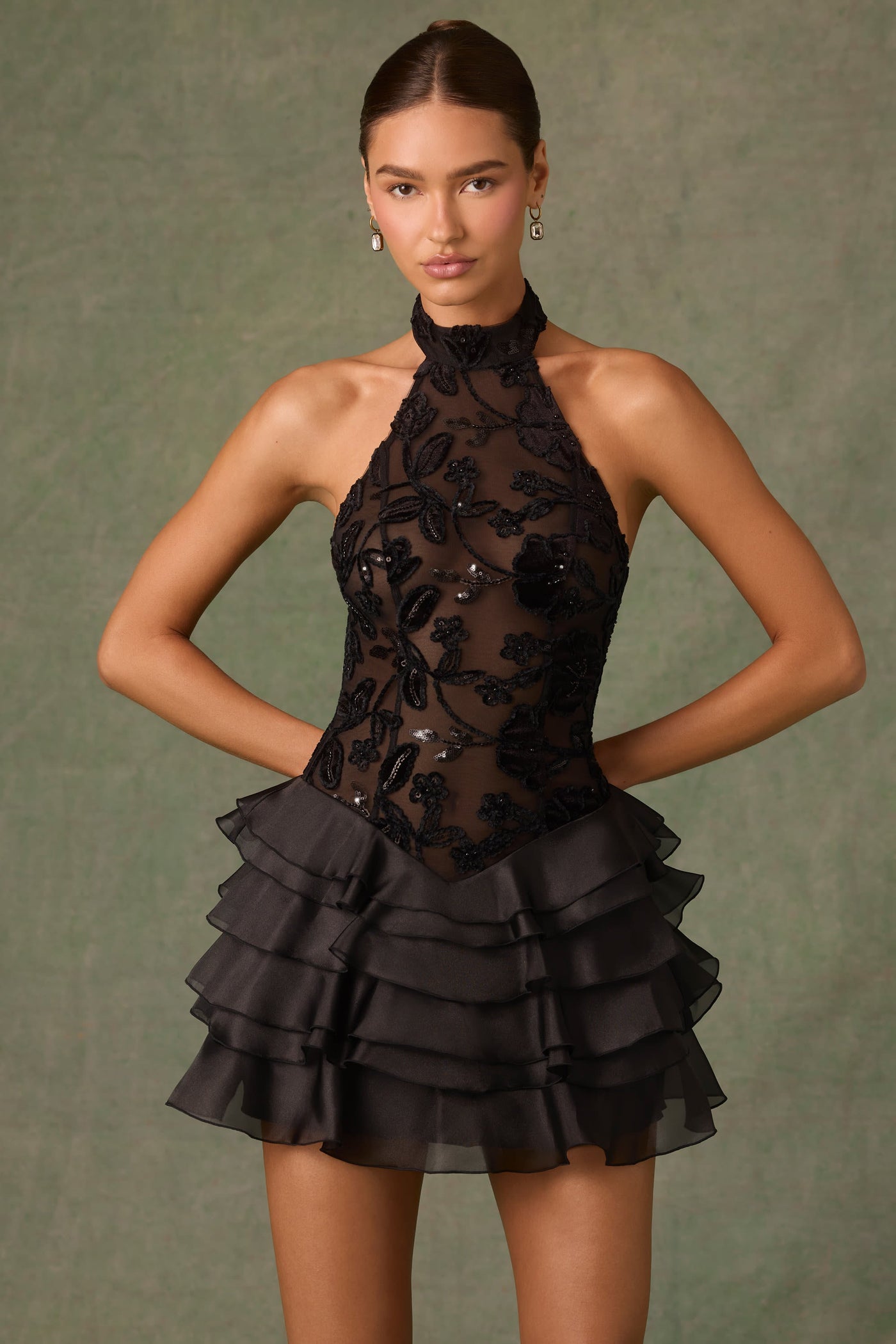 Kaia | Chic Ruffled Black Mini