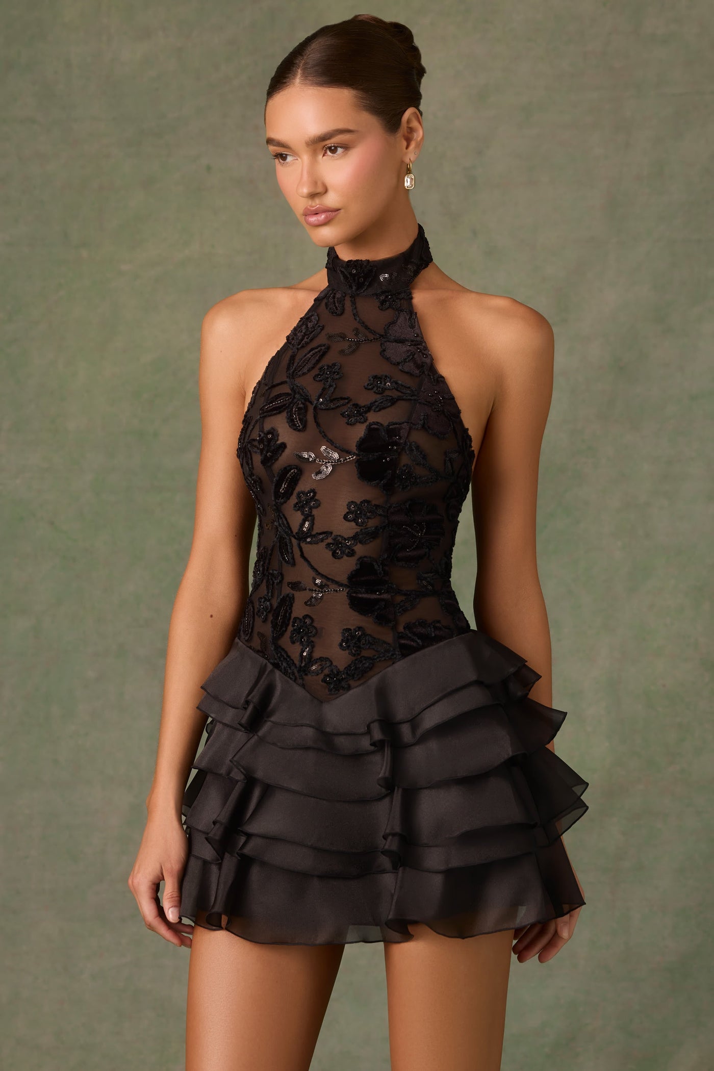 Kaia | Chic Ruffled Black Mini